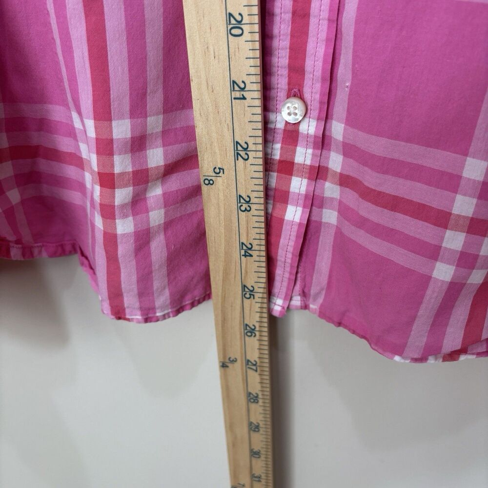 J McLaughlin Women Plaid Pink Button Up Shirt sz 10 Preppy Barbie Classic FLAW - Picture 2 of 7